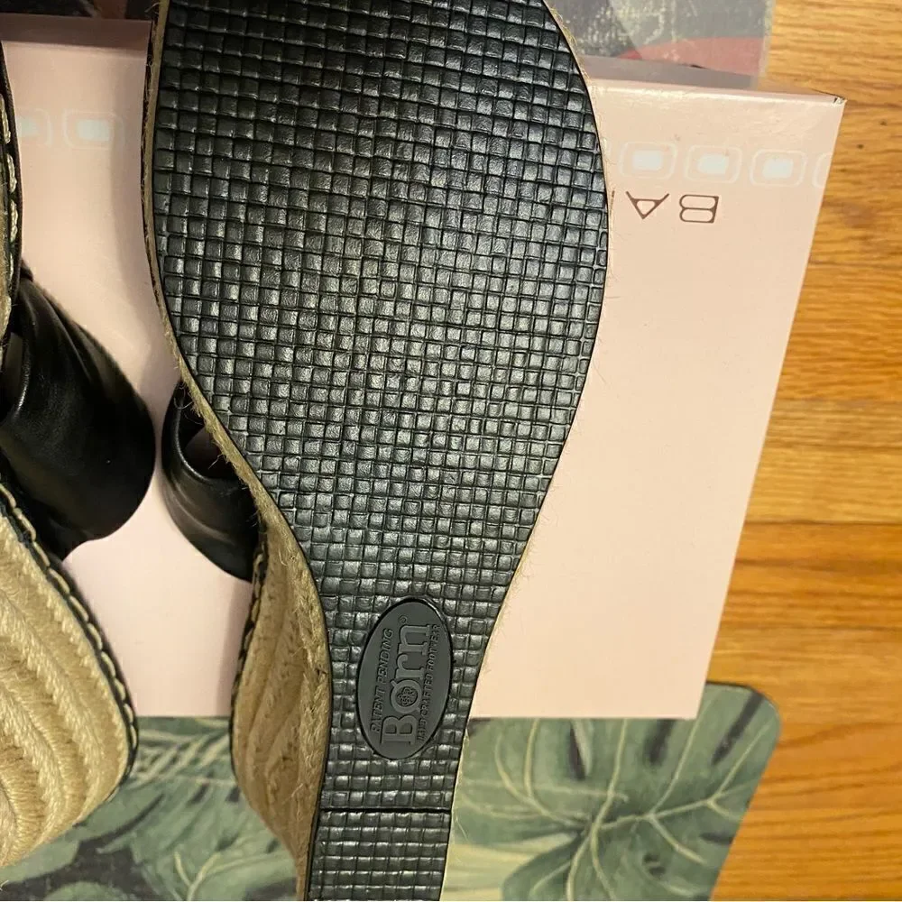 ☘️ Born espadrilles black Leather upper, Wedge Slide Sandal size 9